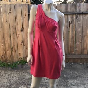 Lined one shoulder pink Trina Turk dress